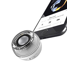 Altoparlante Casse Mini Bluetooth Sostegnoble Stereo Speaker S28 per Samsung Galaxy J3 2016 Argento