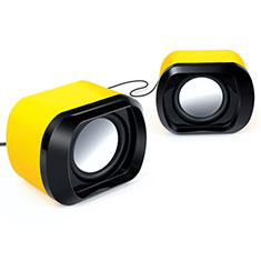 Altoparlante Casse Mini Sostegnoble Stereo Speaker per Handy Zubehoer Staubstecker Staubstoepsel Giallo