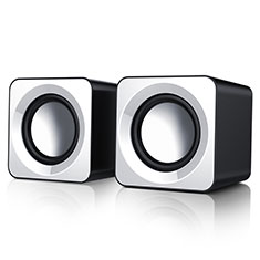 Altoparlante Casse Mini Sostegnoble Stereo Speaker W04 per Accessories Da Cellulare Tappi Antipolvere Bianco