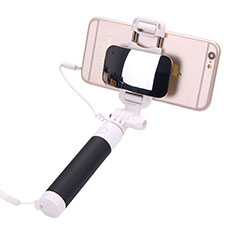 Bastoni Selfie Stick Asta Estensibile Cablato Universale S04 per Samsung Galaxy S6 Edge+ Plus Nero