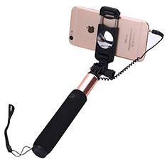 Bastoni Selfie Stick Asta Estensibile Cablato Universale S04 per Samsung Galaxy A22 5G SC-56B Oro Rosa