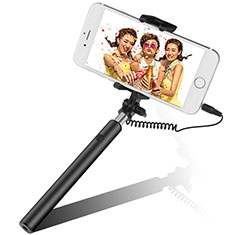 Bastoni Selfie Stick Asta Estensibile Cablato Universale S06 per Samsung Galaxy S6 Edge+ Plus Nero