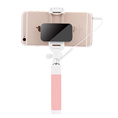 Bastoni Selfie Stick Asta Estensibile Cablato Universale S07 per Samsung Galaxy J3 2016 Rosa