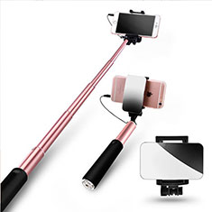 Bastoni Selfie Stick Asta Estensibile Cablato Universale S11 per Xiaomi Redmi 10 Prime 2022 Oro Rosa