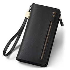 Borsetta Pochette Custodia In Pelle di Seta Universale T01 per Realme Q2 5G Nero