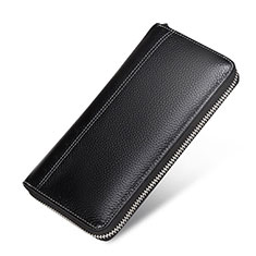 Borsetta Pochette Custodia In Pelle Lichee Pattern Universale H36 per Xiaomi Mi Note 10 Pro Nero