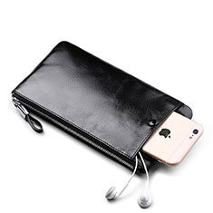 Borsetta Pochette Custodia In Pelle Universale H08 per Apple iPhone 5S Nero