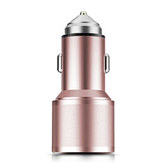 Caricabatteria da Auto Doppia Porta Adattatore 3.0A Universale K01 per Sharp Aquos Sense4 Basic Oro Rosa