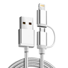 Cavo da Lightning USB a Cavetto Ricarica Carica Android Micro USB C01 per Apple iPhone 5 Argento