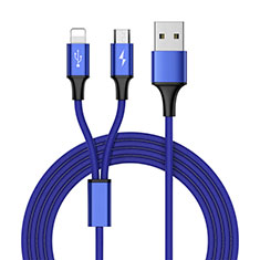 Cavo da Lightning USB a Cavetto Ricarica Carica Android Micro USB ML05 per Accessoires Telephone Support De Voiture Blu