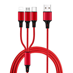 Cavo da Lightning USB a Cavetto Ricarica Carica Android Micro USB Type-C ML08 per Huawei Nova 8i Rosso