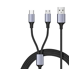 Cavo da USB a Cavetto Ricarica Carica Android Micro USB Type-C 2A H01 per Apple iPhone 15 Nero