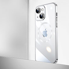 Cover Crystal Trasparente Rigida Cover con Mag-Safe Magnetic QC2 per Apple iPhone 15 Plus Argento