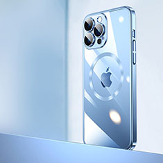Cover Crystal Trasparente Rigida Cover con Mag-Safe Magnetic QC2 per Apple iPhone 15 Pro Blu