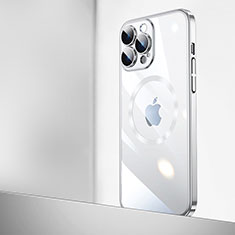 Cover Crystal Trasparente Rigida Cover con Mag-Safe Magnetic QC2 per Apple iPhone 15 Pro Max Argento