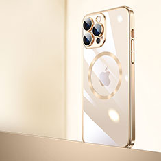 Cover Crystal Trasparente Rigida Cover con Mag-Safe Magnetic QC2 per Apple iPhone 16 Pro Oro