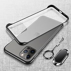 Cover Crystal Trasparente Rigida Cover con Magnetico Anello Supporto per Apple iPhone 16 Pro Max Nero