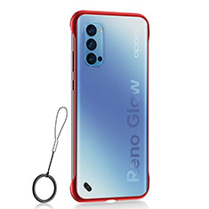 Cover Crystal Trasparente Rigida Cover H02 per Oppo Reno4 Pro 5G Rosso