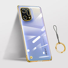 Cover Crystal Trasparente Rigida Cover H03 per Oppo Find X5 5G Oro