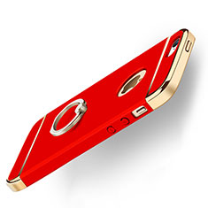 Cover Lusso Metallo Laterale e Plastica con Anello Supporto per Apple iPhone 5S Rosso