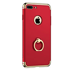 Cover Lusso Metallo Laterale e Plastica con Anello Supporto per Apple iPhone 7 Plus Rosso