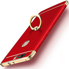 Cover Lusso Metallo Laterale e Plastica con Anello Supporto per Huawei Honor V8 Rosso