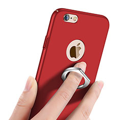 Cover Plastica Rigida Opaca con Anello Supporto per Apple iPhone 6 Plus Rosso