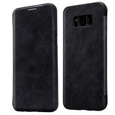 Cover Portafoglio In Pelle con Supporto L01 per Samsung Galaxy S8 Plus Nero