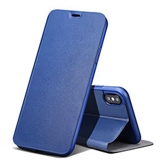 Cover Portafoglio In Pelle con Supporto per Apple iPhone X Blu