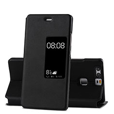 Cover Portafoglio In Pelle con Supporto per Huawei P9 Nero