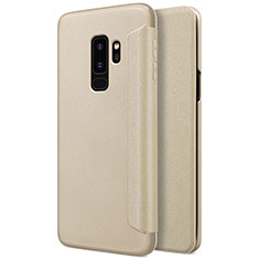 Cover Portafoglio In Pelle con Supporto per Samsung Galaxy S9 Plus Oro