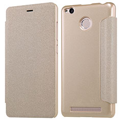 Cover Portafoglio In Pelle con Supporto per Xiaomi Redmi 3X Oro