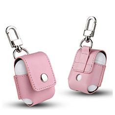 Cover Protettive Skin in Pelle con Moschettone per AirPods Custodia di Ricarica A01 Rosa