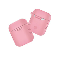 Cover Protettive Skin in Silicone con Moschettone per AirPods Custodia di Ricarica Z04 Rosa