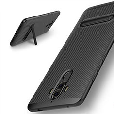 Cover Silicone Morbida Spigato con Supporto per Huawei Mate 9 Nero