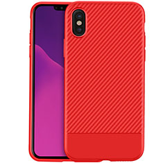 Cover Silicone Morbida Spigato per Apple iPhone Xs Rosso