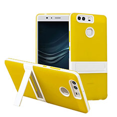 Cover Silicone Opaca con Supporto per Huawei P9 Plus Giallo