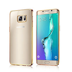 Cover Silicone Trasparente Laterale per Samsung Galaxy S6 Edge SM-G925 Oro