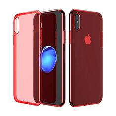 Cover Silicone Trasparente Ultra Slim Morbida per Apple iPhone Xs Rosso