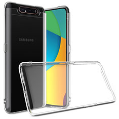 Cover Silicone Trasparente Ultra Sottile Morbida T03 per Samsung Galaxy A80 Chiaro