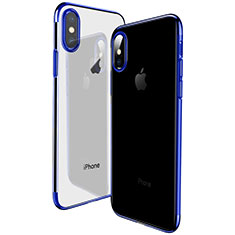 Cover Silicone Trasparente Ultra Sottile Morbida T19 per Apple iPhone X Blu