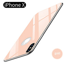 Cover Silicone Ultra Sottile Morbida Specchio per Apple iPhone Xs Oro