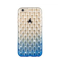 Cover Trasparente Diamante Strass Gioielli Sfumato Morbida per Apple iPhone 6 Plus Blu