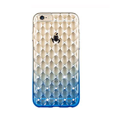 Cover Trasparente Diamante Strass Gioielli Sfumato Morbida per Apple iPhone 6S Plus Blu