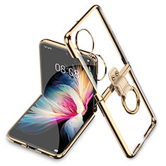 Custodia Crystal Trasparente Rigida Cover AC2 per Huawei Pocket S Oro