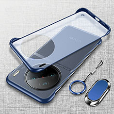Custodia Crystal Trasparente Rigida Senza Cornice Cover con Magnetico Anello Supporto per Vivo X90 5G Blu