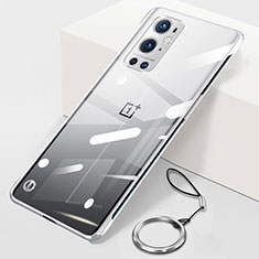 Custodia Crystal Trasparente Rigida Senza Cornice Cover H01 per OnePlus 9 Pro 5G Argento