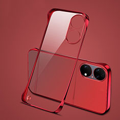 Custodia Crystal Trasparente Rigida Senza Cornice Cover H03 per Huawei P50 Rosso