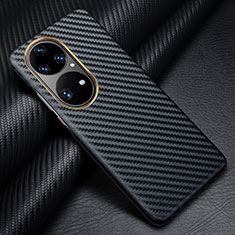 Custodia Fibra di Carbonio Lusso Morbida Spigato Cover per Huawei P50e Nero