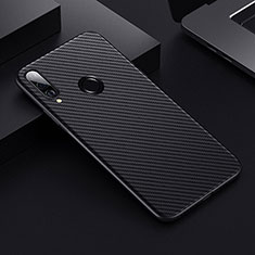 Custodia Fibra di Carbonio Lusso Morbida Spigato Cover T01 per Huawei P30 Lite New Edition Nero